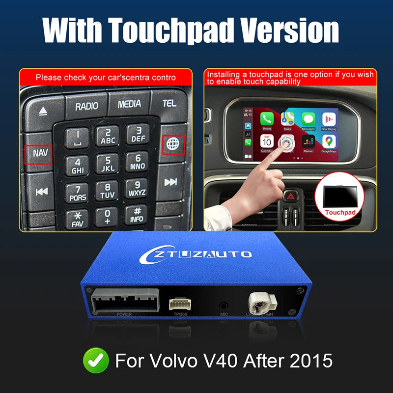 Wireless CarPlay for Volvo V40 2015-2019 7" Screen Android Auto Interface Mirror Link AirPlay Car Play Support Reverse Camera