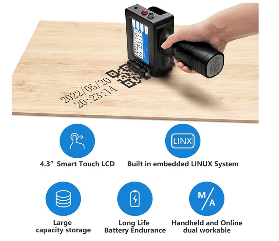 12.7MM Portable Handheld Inkjet Printer Production Date Barcode Label Coding Machine Batch Number QR Permanent Quick Drying Allinoneshop-24