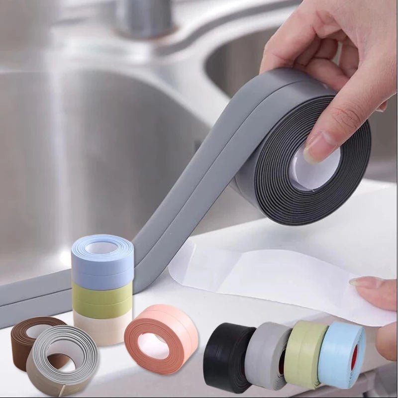 1Pc Bathroom Waterproof Wall Stickers Sealing Tapes PVC Adhesive Sealing Strips Sink Edge Tape Kitchen Bathroom Accessories Allinoneshop-24