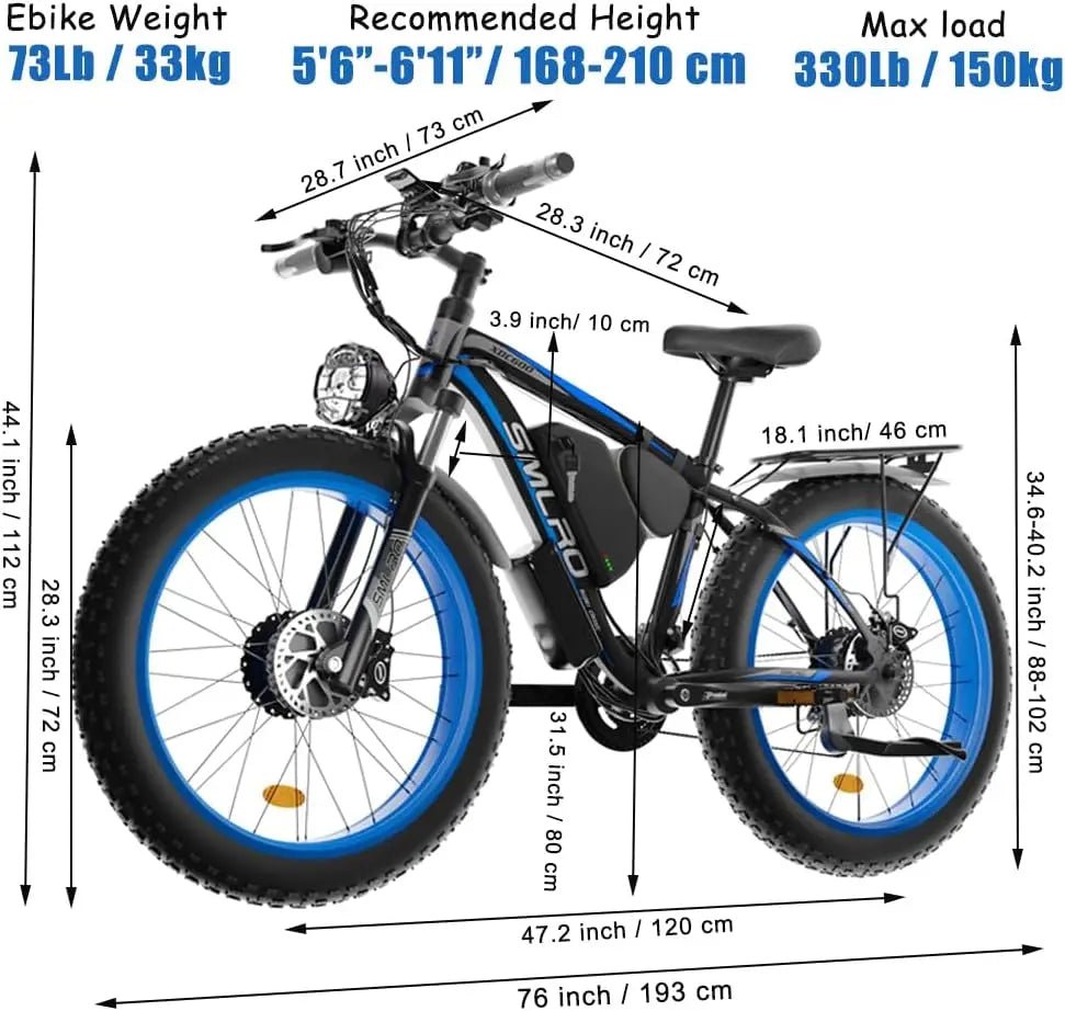 2000W Fat Tire Electric Bike 48V 22Ah 26" Electric Mountain Bikes 55Km/H Ebike for Adults 21 Speed Hydraulic Brakes Allinoneshop-24