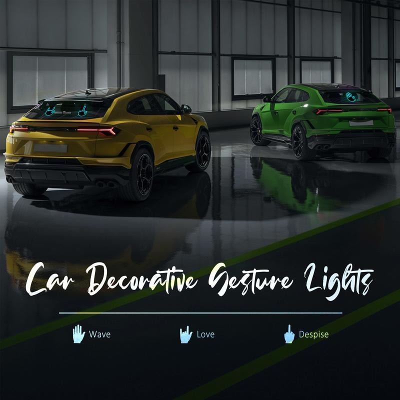 2025 New Car Gesture Lights with 3 Modes, Remote Control Car Kit, Rechargeable LED Rear Window Decoration for Expressing Emotions,Ambient Lighting Kit,Ambient Linghting Allinoneshop-24