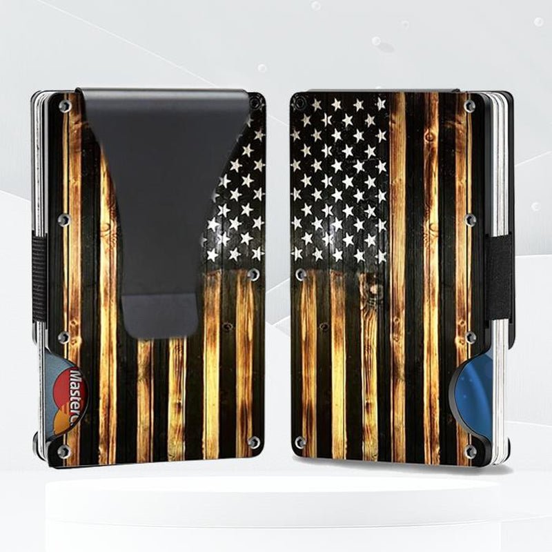 2025 RFID Blocking Minimalist Slim Card Holder, Men'S Business Holder Pocket Cash Credit Slim Wallet, American Flag Artcraft, with Money Clip, Men'S Wallet, Father‘S Day Gift, Men'S Gift Allinoneshop-24