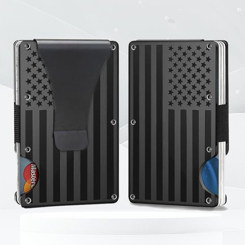 2025 RFID Blocking Minimalist Slim Card Holder, Men'S Business Holder Pocket Cash Credit Slim Wallet, American Flag Artcraft, with Money Clip, Men'S Wallet, Father‘S Day Gift, Men'S Gift Allinoneshop-24