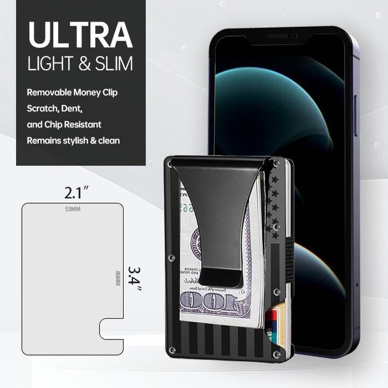 2025 RFID Blocking Minimalist Slim Card Holder, Men'S Business Holder Pocket Cash Credit Slim Wallet, American Flag Artcraft, with Money Clip, Men'S Wallet, Father‘S Day Gift, Men'S Gift Allinoneshop-24