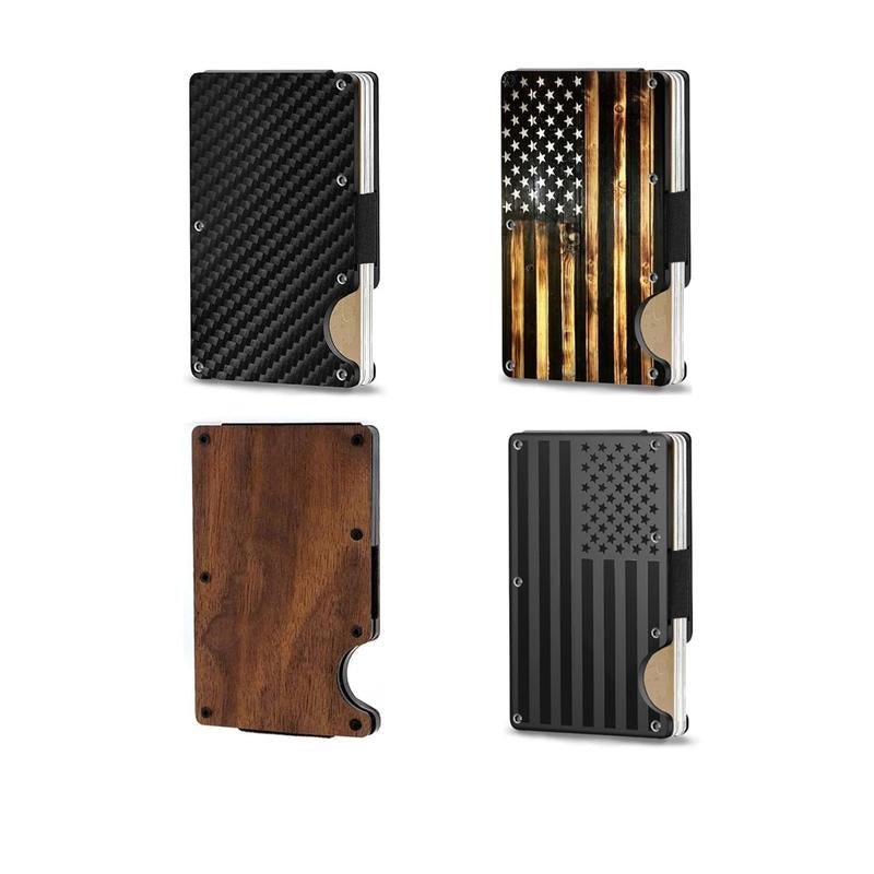 2025 RFID Blocking Minimalist Slim Card Holder, Men'S Business Holder Pocket Cash Credit Slim Wallet, American Flag Artcraft, with Money Clip, Men'S Wallet, Father‘S Day Gift, Men'S Gift Allinoneshop-24