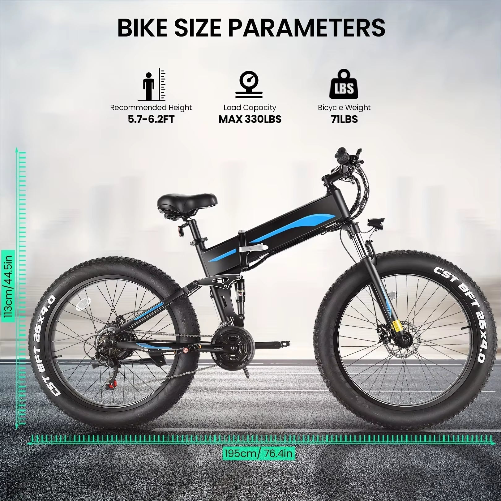 26" X 4.0 Fat Tire Ebike for Adult with High Speed 500W Brushless Motor, 48V 10Ah Foldable Electric Bicycles, 20MPH Ebike Allinoneshop-24