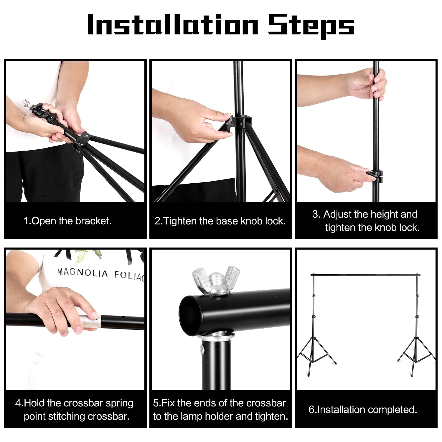 2.6X3M/8.5X10Ft Photo Video Studio Backdrop Background Stand, Adjustable Telescopic Background Support System with Carry Bag Allinoneshop-24