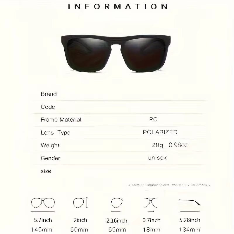2Pcs Square Polarized Sunglasses anti Glare Sun Shades for Summer Party Vacation Travel Driving Fishing Allinoneshop-24