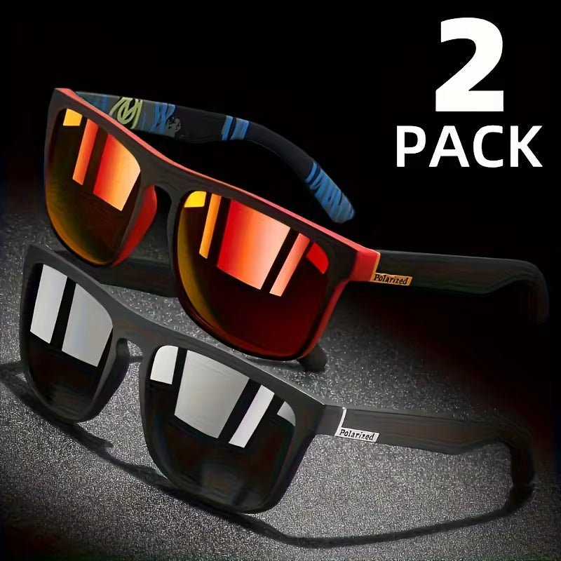 2Pcs Square Polarized Sunglasses anti Glare Sun Shades for Summer Party Vacation Travel Driving Fishing Allinoneshop-24