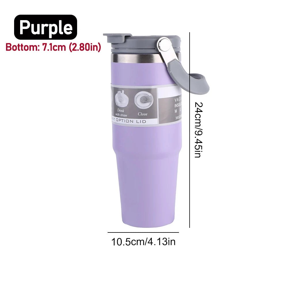 30Oz Vacuum Insulated Cup with Handle Double-Layer Insulated Cup Stainless Steel Sports Water Bottle for Cold Hot Beverages Allinoneshop-24