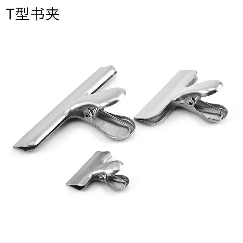 3Pcs Stainless Steel Bag Clipsf for Food Heavy Duty Metal Silver Food Clips Office Paper Clamps Air Tight Seal Snack Clips Allinoneshop-24