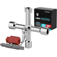 4 Way Sillcock Key with Bit, Multi-Functional Water Key, Cross Key, 1-Pack, for Valve, Faucet, and Spigots Allinoneshop-24