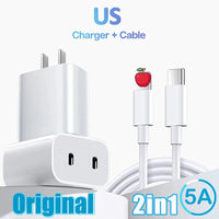 40W Dual PD USB C Charger Quick Charge 3.0 Type C EU/US Plug Phone Charger Adapter for Apple Iphone 15 14 Pro Max Samsung Xiaomi Allinoneshop-24