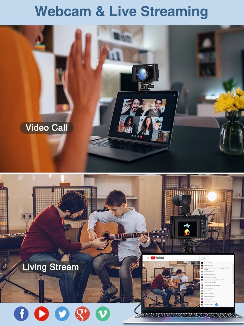 4K Digital Camera for Photography and Video Autofocus Anti-Shake 48MP Compact Vlogging Camera 3'' 180° Flip Screen with Flash Allinoneshop-24