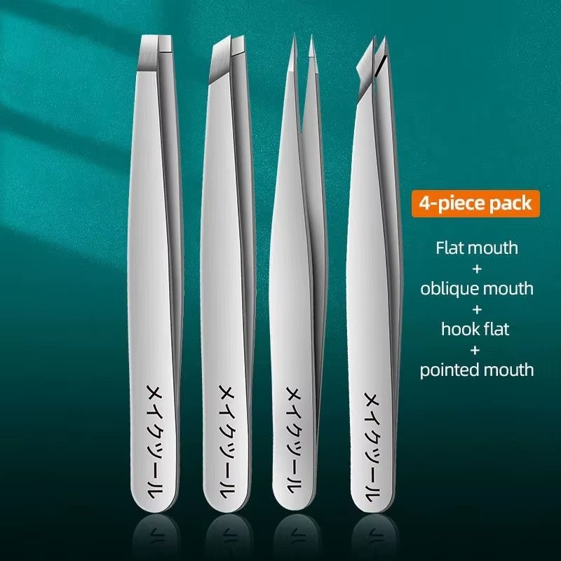 4Pcs Set Professional Tweezers Set Perfect for Eyebrow Hair Removal Splinter Very Effortless and Relaxed to Remove Allinoneshop-24