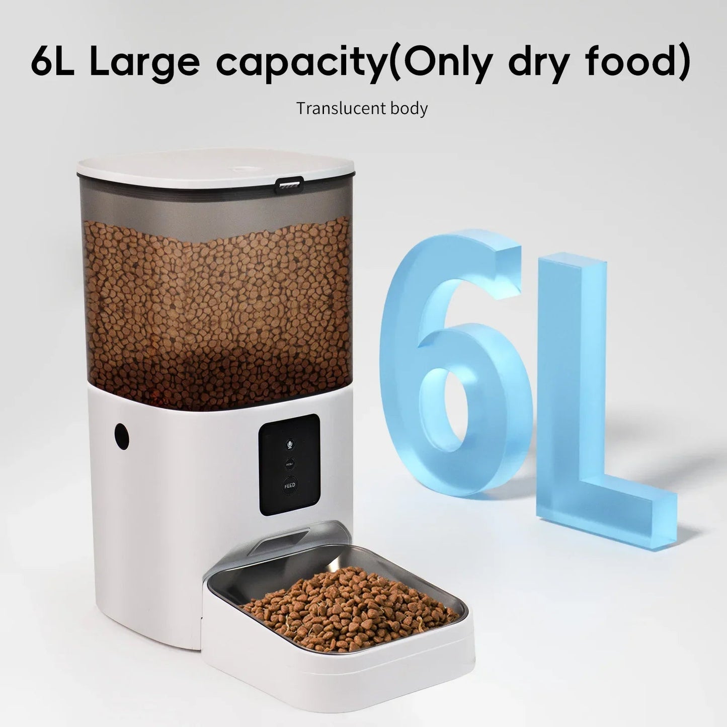 6L Capacity Intelligent Smart Pet Feeder Automatic Wifi APP Control Detachable Clean Voice Recording Pets Feeder Allinoneshop-24