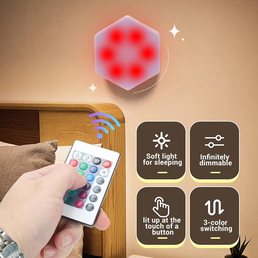6Pcs Touch Control Hexagonal LED Wall Light,Honeycomb Lights, Touch Sensitive Wall Lights, Night Lights, Honeycomb Lights Allinoneshop-24