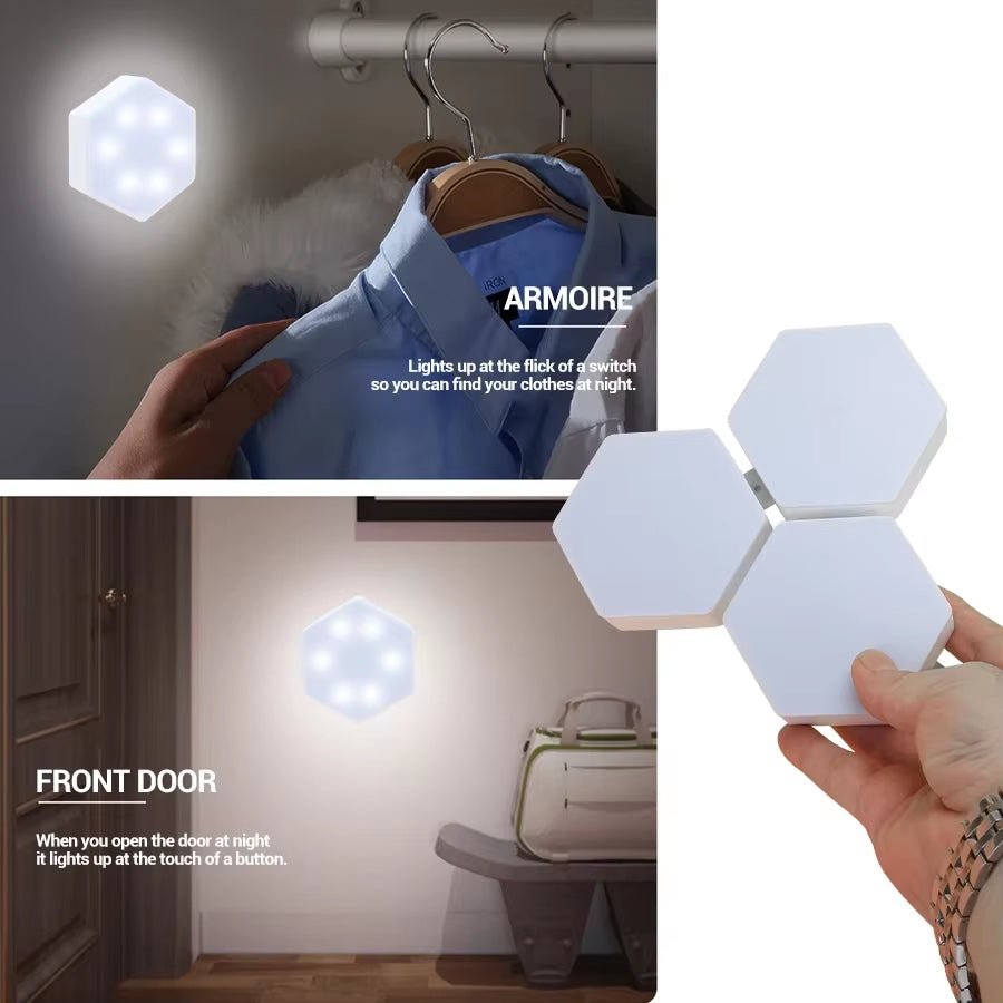 6Pcs Touch Control Hexagonal LED Wall Light,Honeycomb Lights, Touch Sensitive Wall Lights, Night Lights, Honeycomb Lights Allinoneshop-24