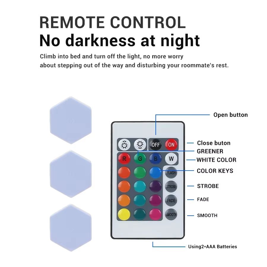 6Pcs Touch Control Hexagonal LED Wall Light,Honeycomb Lights, Touch Sensitive Wall Lights, Night Lights, Honeycomb Lights Allinoneshop-24