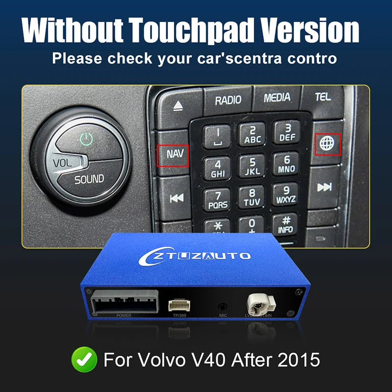 Wireless CarPlay for Volvo V40 2015-2019 7" Screen Android Auto Interface Mirror Link AirPlay Car Play Support Reverse Camera