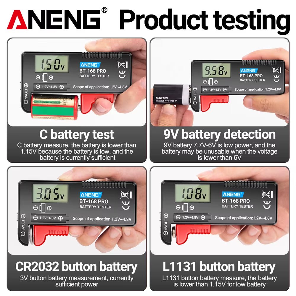 BT-168 PRO Digital Lithium Battery Capacity Tester Checkered Load Analyzer Display Check AAA AA Button Cell Universal Test Allinoneshop-24