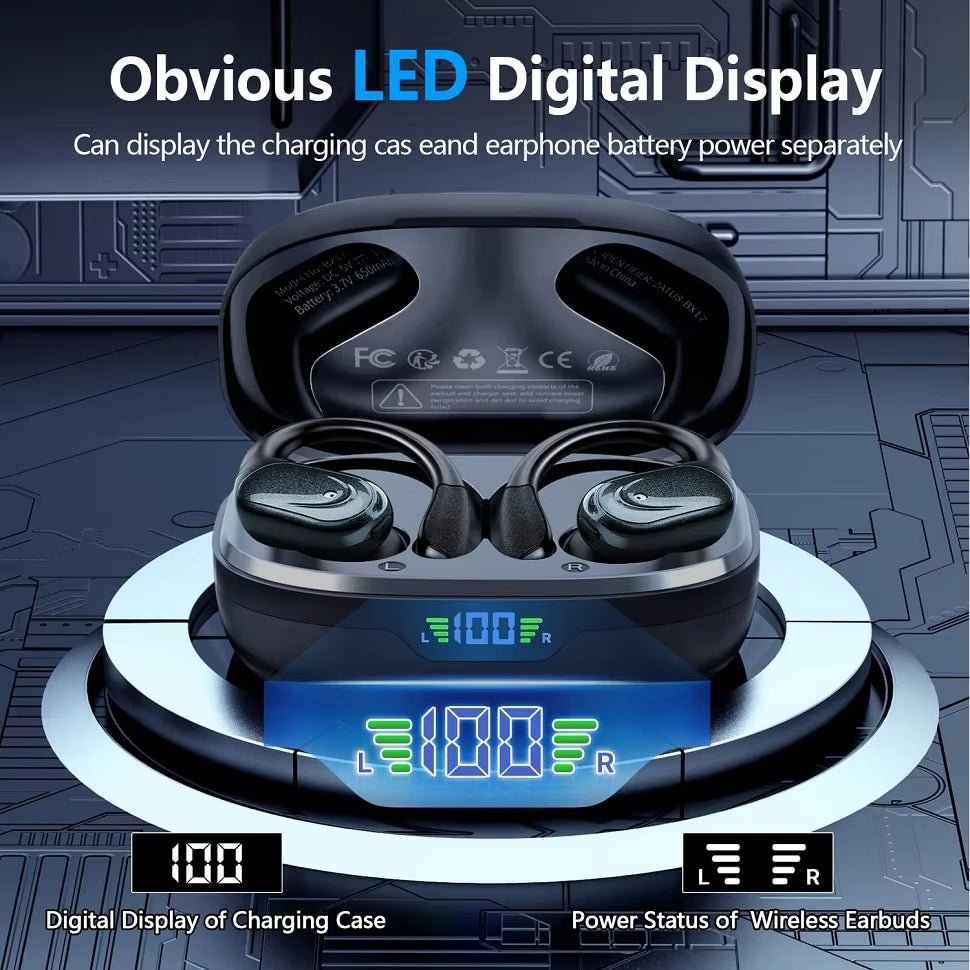 BX17 Bluetooth Earphones Tws Ear Hook Bluetooth 5.3 Running Sports Stereo Buttons Control with Microphone Wireless Headphones Allinoneshop-24