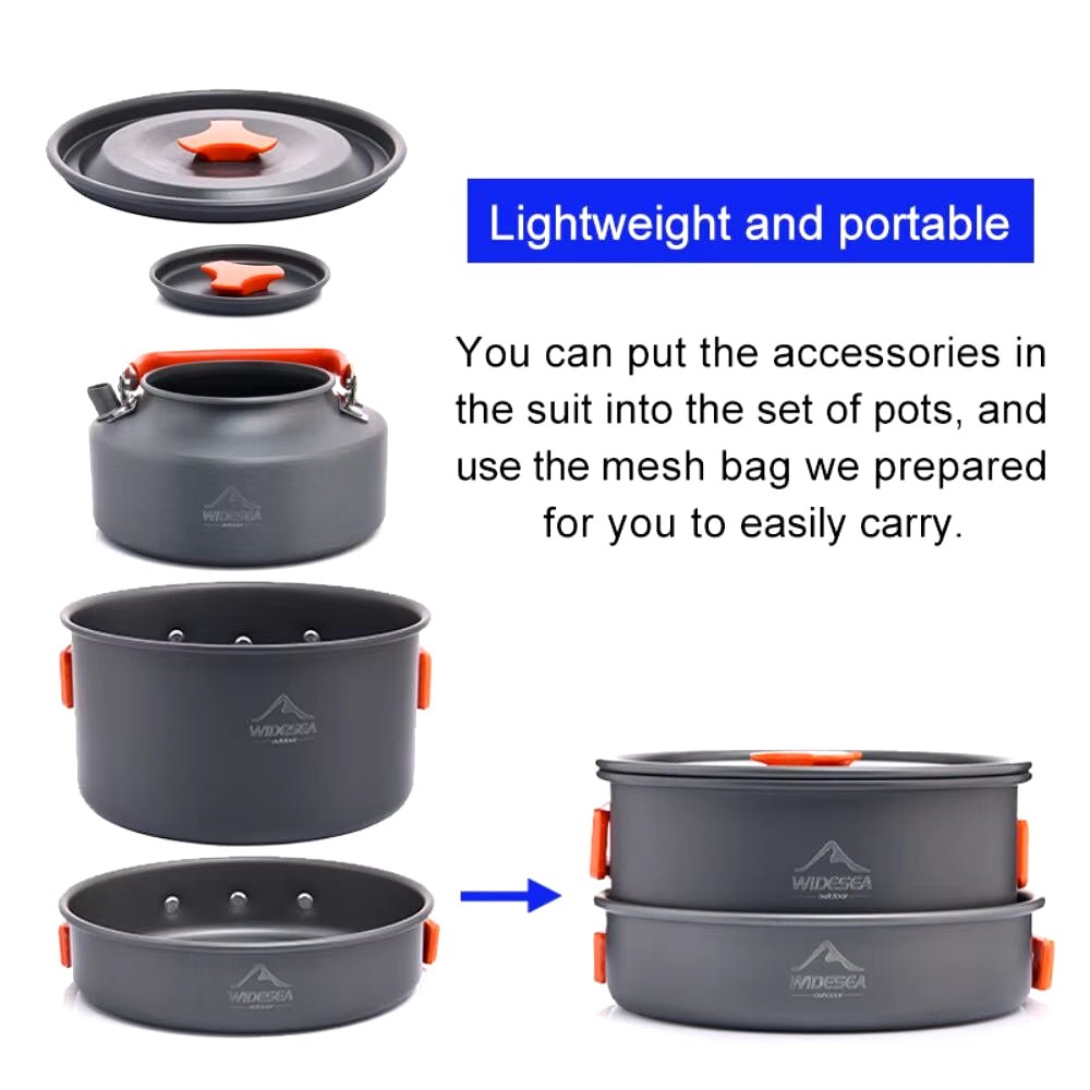 Camping Tableware Outdoor Cookware Set Pots Tourist Dishes Bowler Kitchen Equipment Gear Utensils Hiking Picnic Travel Allinoneshop-24