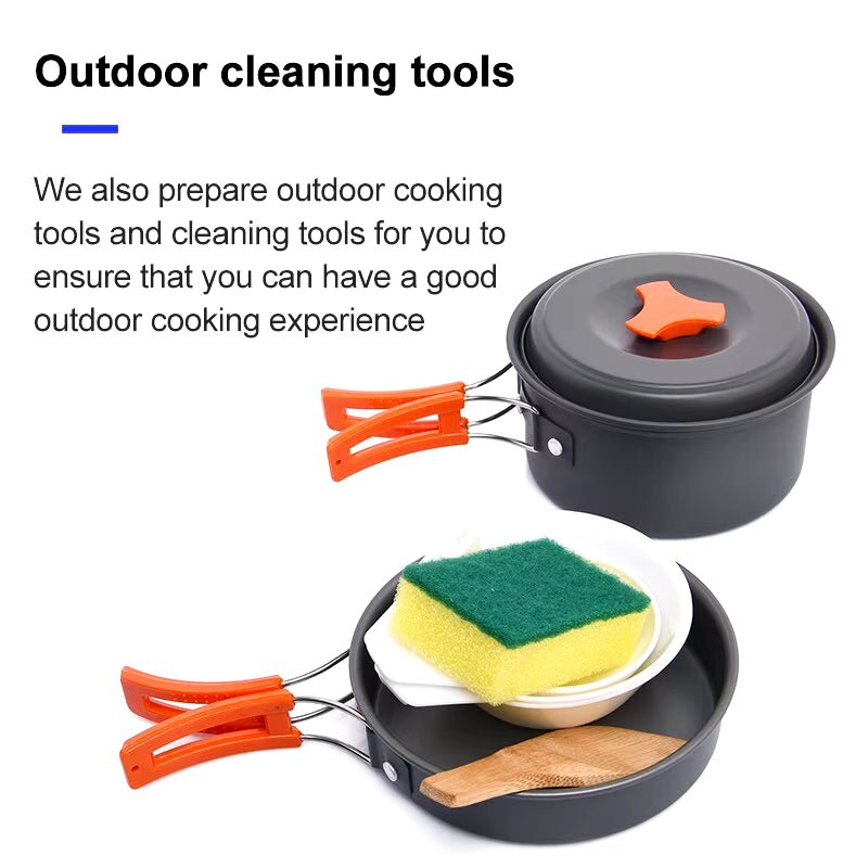 Camping Tableware Outdoor Cookware Set Pots Tourist Dishes Bowler Kitchen Equipment Gear Utensils Hiking Picnic Travel Allinoneshop-24