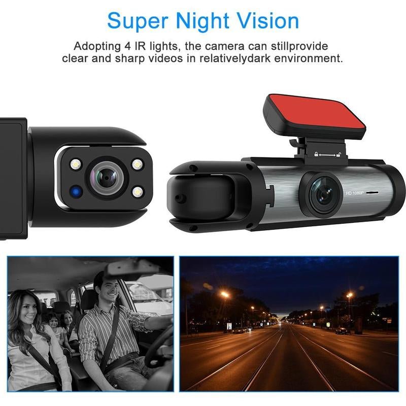 Car Dash Cam with Front and Rear Camera, 1 Count Car Dashboard Wide Angle Dash Cam with IR Night Vision, Loop Recording Car Camera with 32GB TF Card Allinoneshop-24