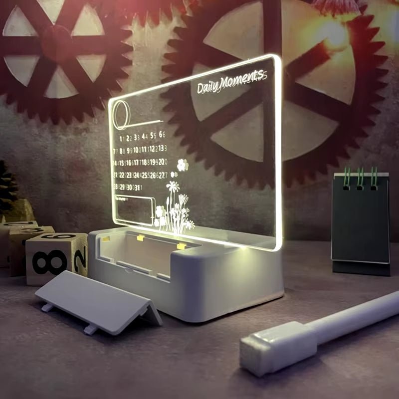 Clear Acrylic Desk Calendar Planner LED Night Light with Stand Erasable Marker Office Calendar Planner Allinoneshop-24