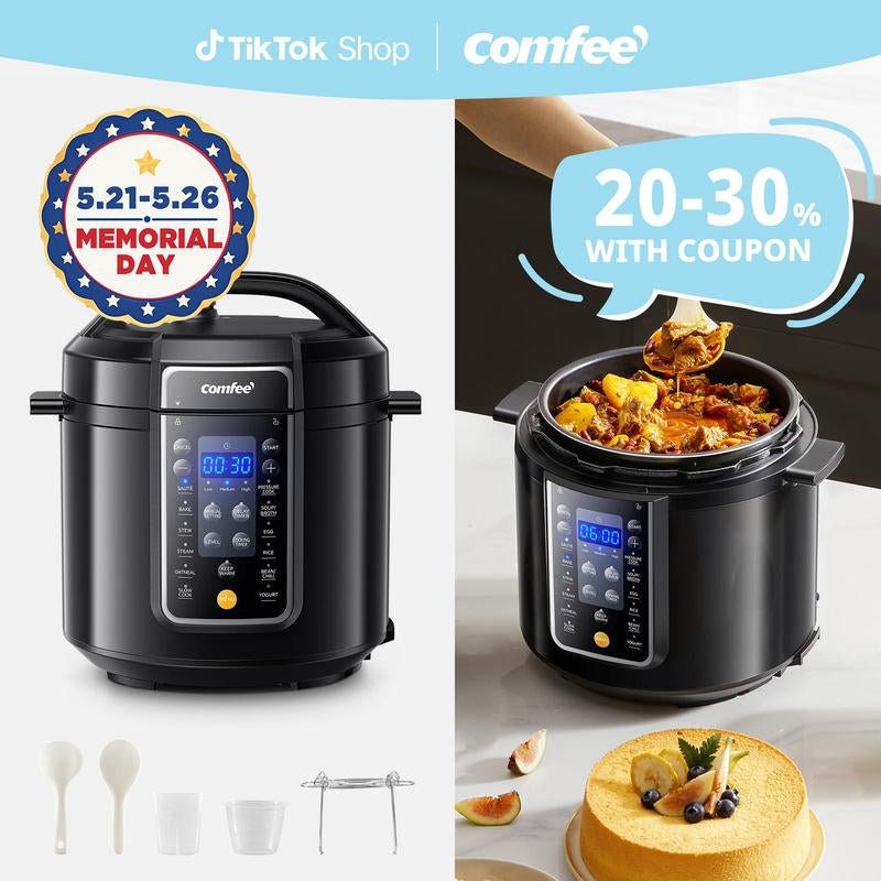 COMFEE’ 9-In-1 Electric Pressure Cooker Olla De Presion, Gift, 6QT Slow Rice Cooker 14 Presets Instant Multi Cooker Allinoneshop-24
