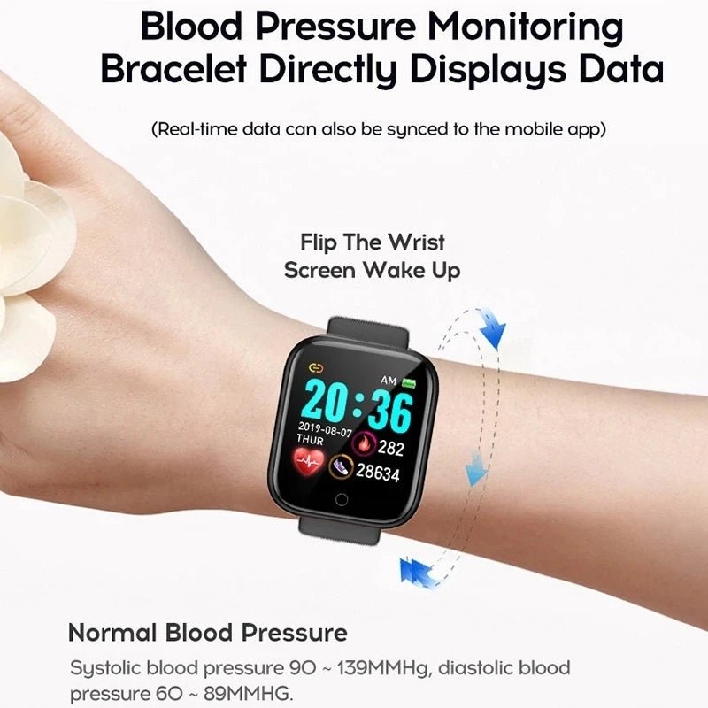 D20Pro Smart Watch Men Women Fitness Tracker Watch Sport Heart Rate Blood Pressure Monitor Waterproof Smartwatch for Android IOS Allinoneshop-24