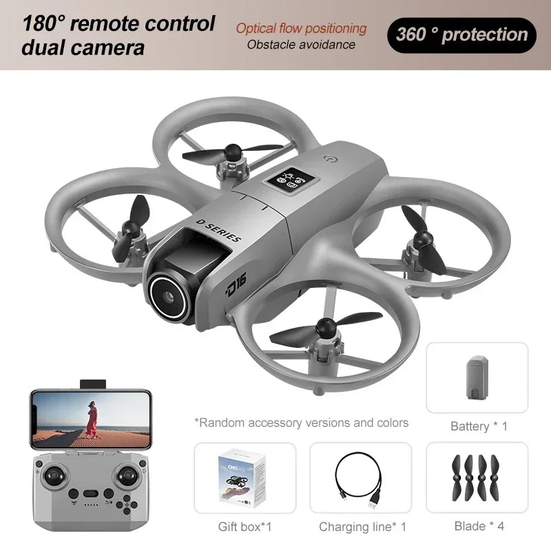 Xaiomi 8K D16 Drone Mini Optical Flow Obstacle Avoidance 180 ° Electrically Adjustable Dual Camera Remote-controlled Quadcopter