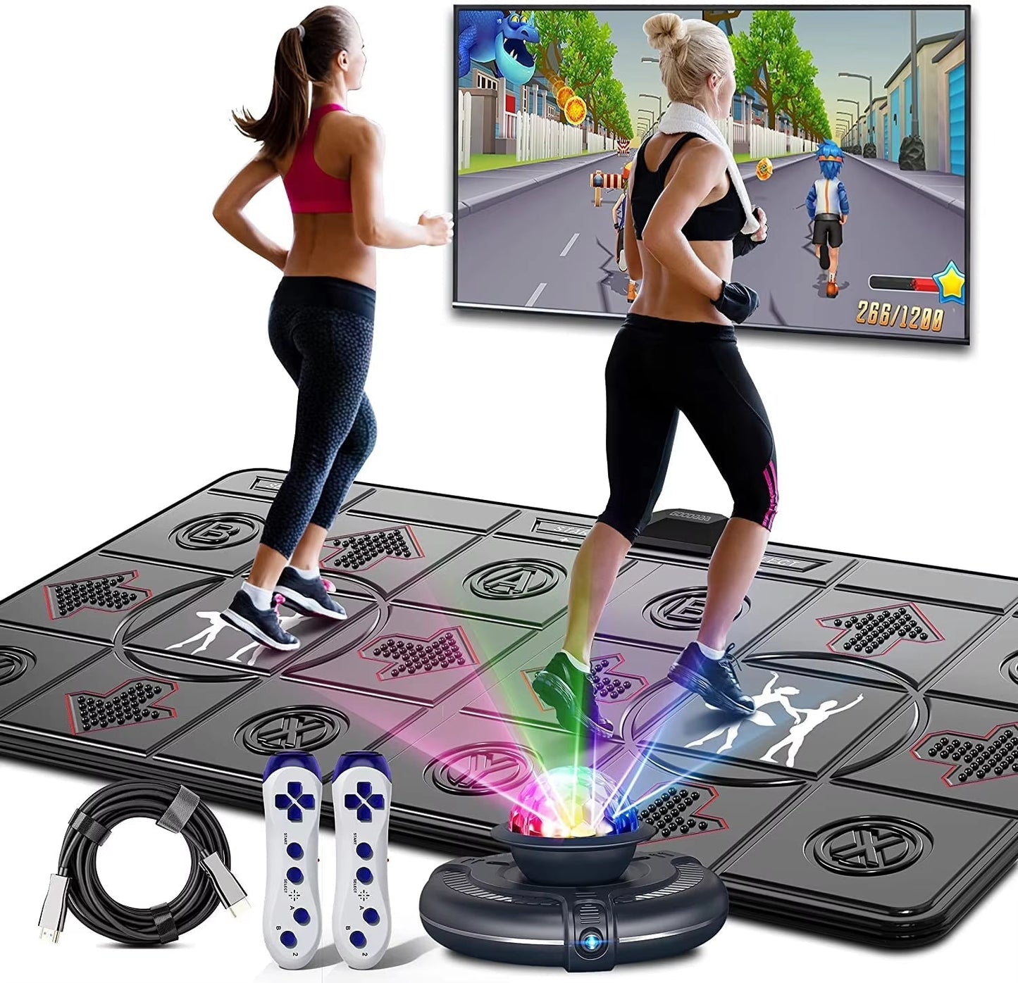 Dance Mat Game for TV / PC Motion Sensing Double User with Two Wireless Handle Controllers Non-Slip Massage Yoga Pads Allinoneshop-24