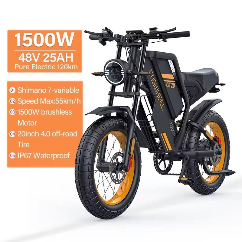 Ebike GT20 Adult Electric Motorcycle Mountain Bikes 20Inch 48V Electric Bike Fatbike Adult Motorcycles Drit Bike Allinoneshop-24