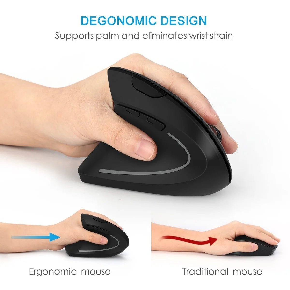 Ergonomic Vertical Mouse 2.4G Wireless Right Left Hand Computer Gaming Mice 6D USB Optical Mouse Gamer Mause for Laptop PC Allinoneshop-24