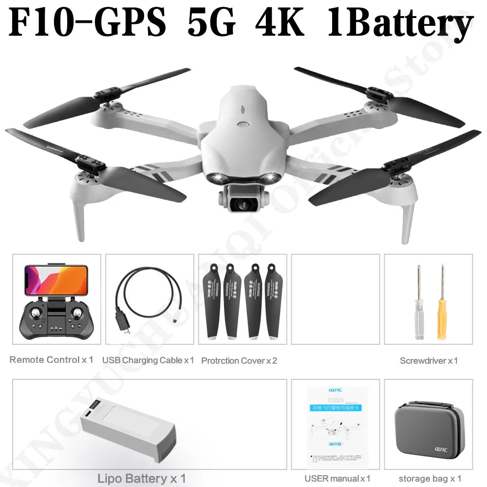 F10 Drone 4K HD Dual Camera GPS Wifi FPV Portable Foldable Quadcopter Helicopter RC Drone Toys with Camera Allinoneshop-24