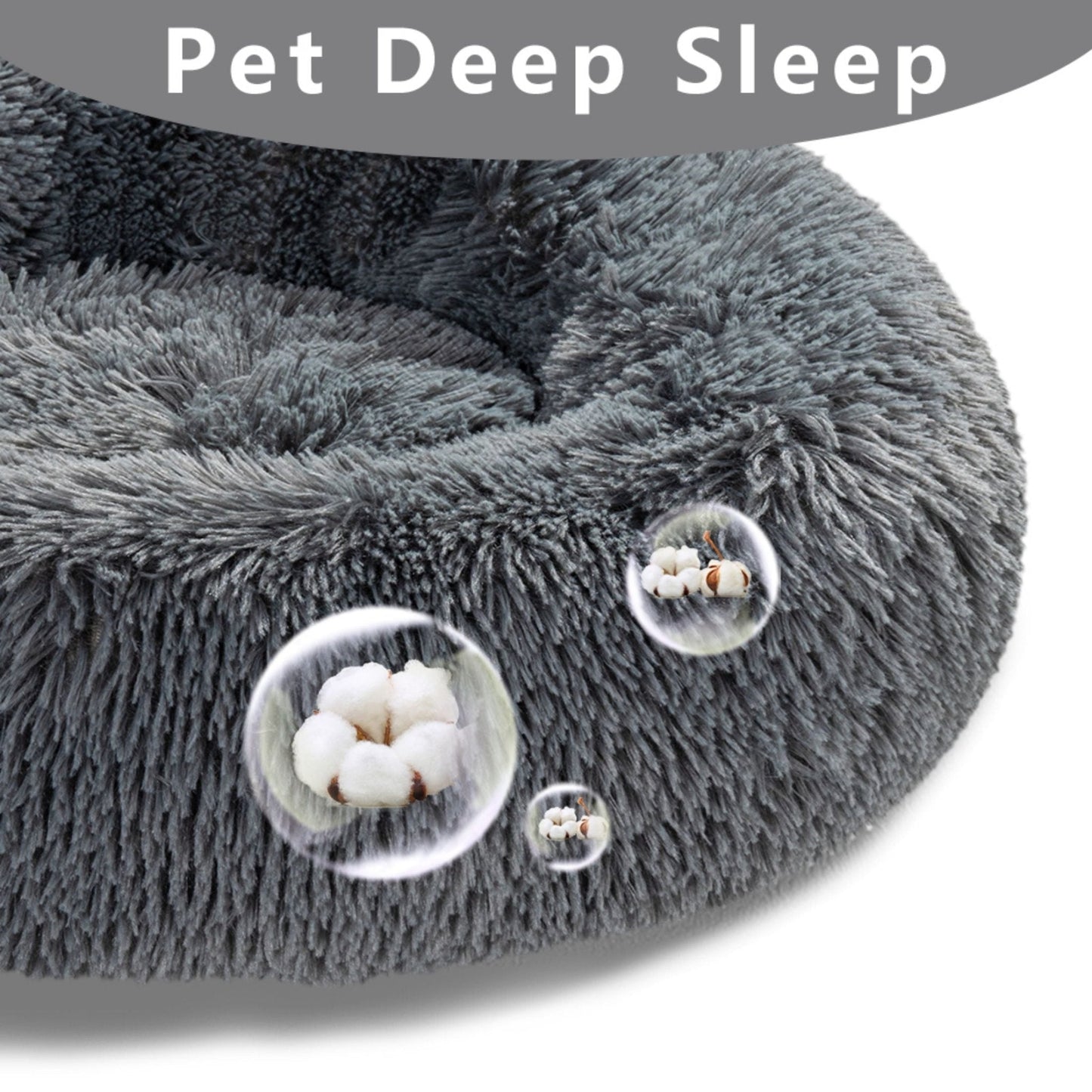 Fluffy Donut Dog Bed Warm Soft Long Plush Pet Cushion Dog House Cat Bed Washable Pet Sofa Mat Calming Samll Large Dog Beds Allinoneshop-24