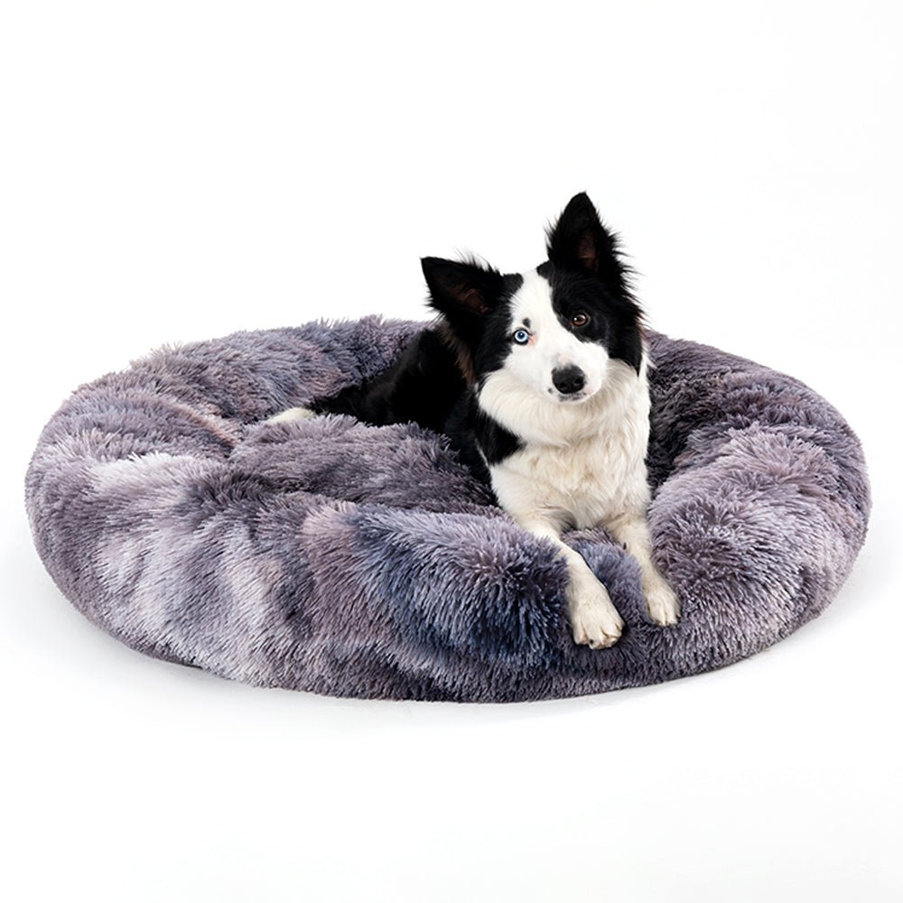 Fluffy Donut Dog Bed Warm Soft Long Plush Pet Cushion Dog House Cat Bed Washable Pet Sofa Mat Calming Samll Large Dog Beds Allinoneshop-24