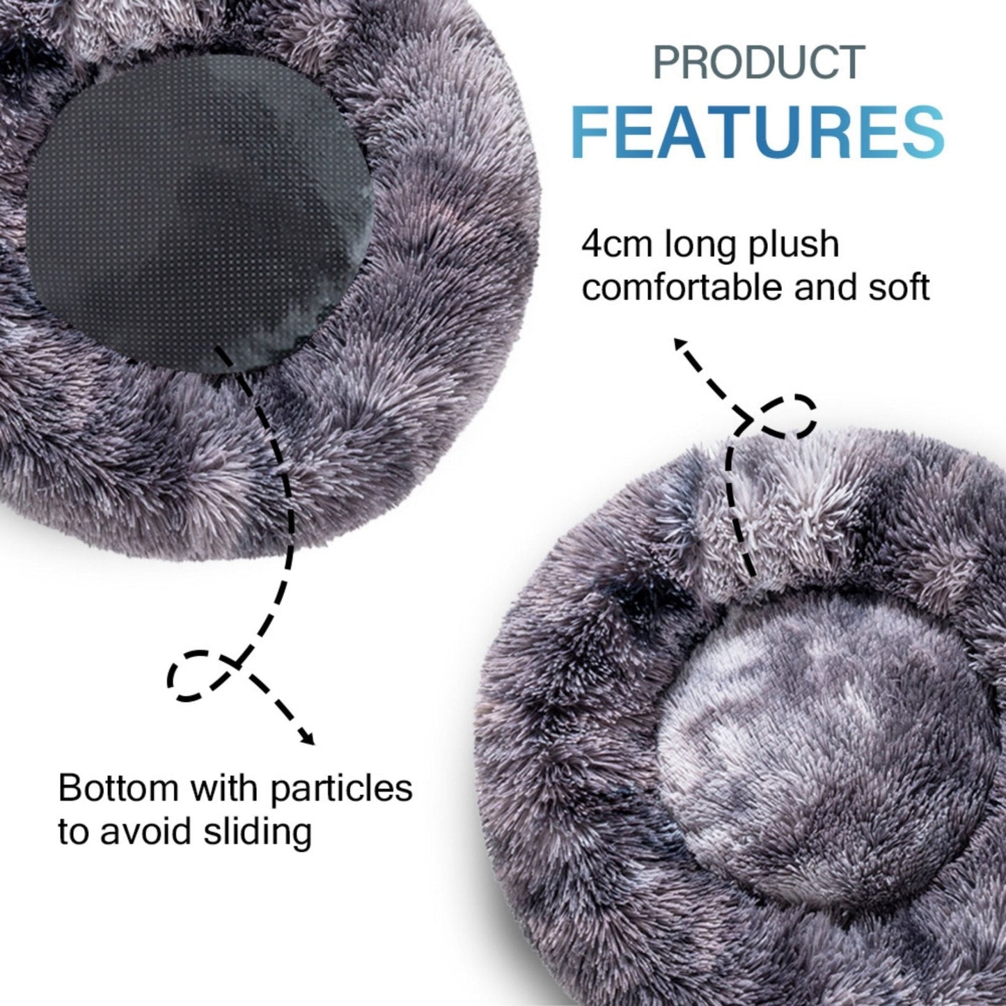 Fluffy Donut Dog Bed Warm Soft Long Plush Pet Cushion Dog House Cat Bed Washable Pet Sofa Mat Calming Samll Large Dog Beds Allinoneshop-24