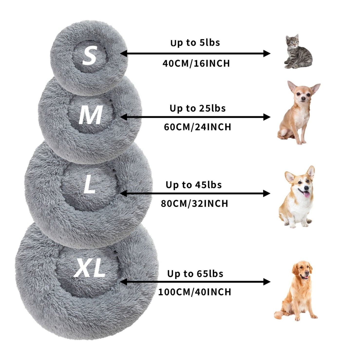 Fluffy Donut Dog Bed Warm Soft Long Plush Pet Cushion Dog House Cat Bed Washable Pet Sofa Mat Calming Samll Large Dog Beds Allinoneshop-24