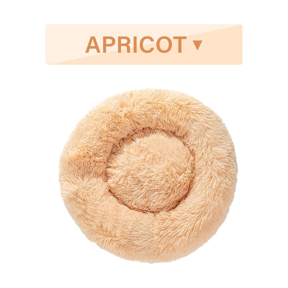Fluffy Donut Dog Bed Warm Soft Long Plush Pet Cushion Dog House Cat Bed Washable Pet Sofa Mat Calming Samll Large Dog Beds Allinoneshop-24