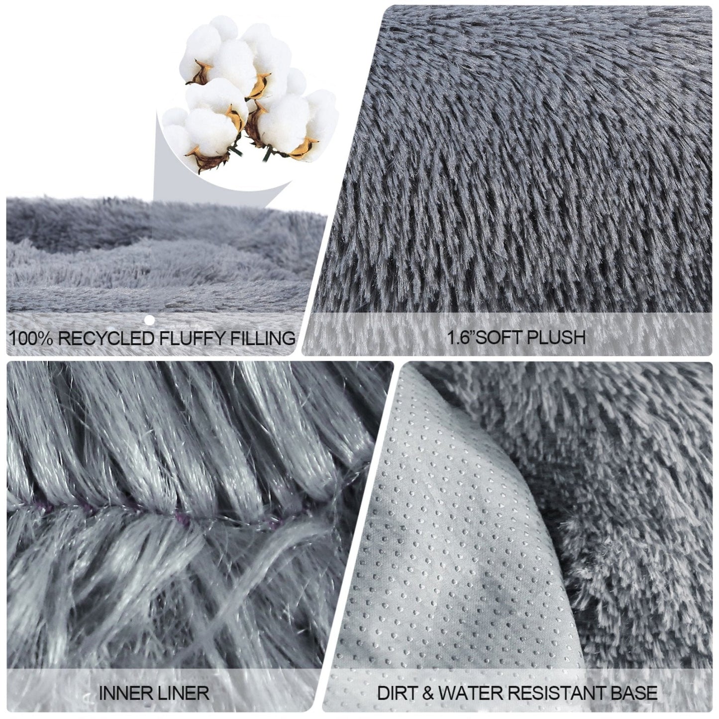 Fluffy Donut Dog Bed Warm Soft Long Plush Pet Cushion Dog House Cat Bed Washable Pet Sofa Mat Calming Samll Large Dog Beds Allinoneshop-24