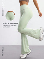 FWH Fashionable Casual Simple Butt-Lifting Peach Butt Fashion Elegant Streetwear Retro Slimming Low-Key Luxury Leg-Lengthening Classic Simple High-End Slimming High-Waist Versatile Flared Pants New European Style Waist-Toning Fitness Wide-Leg Yoga Pants Allinoneshop-24