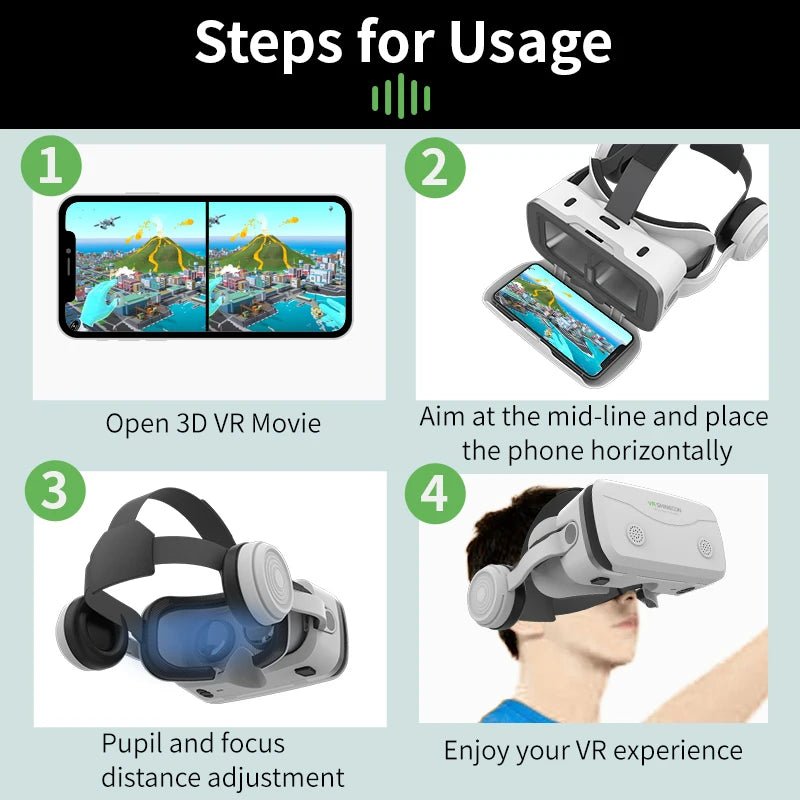 G15E VR Glasses IMAX 3D Movies Virtual Reality VR Glasses Google Cardboard Box VR Helmet for 4.7-7" Phone,Support Game Joystick Allinoneshop-24