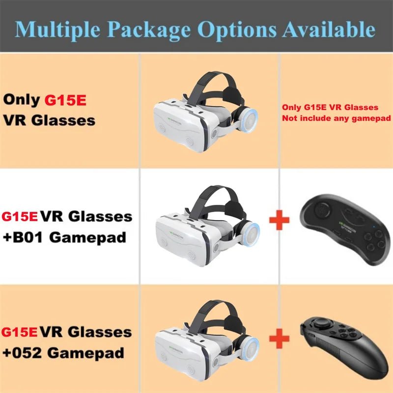 G15E VR Glasses IMAX 3D Movies Virtual Reality VR Glasses Google Cardboard Box VR Helmet for 4.7-7" Phone,Support Game Joystick Allinoneshop-24