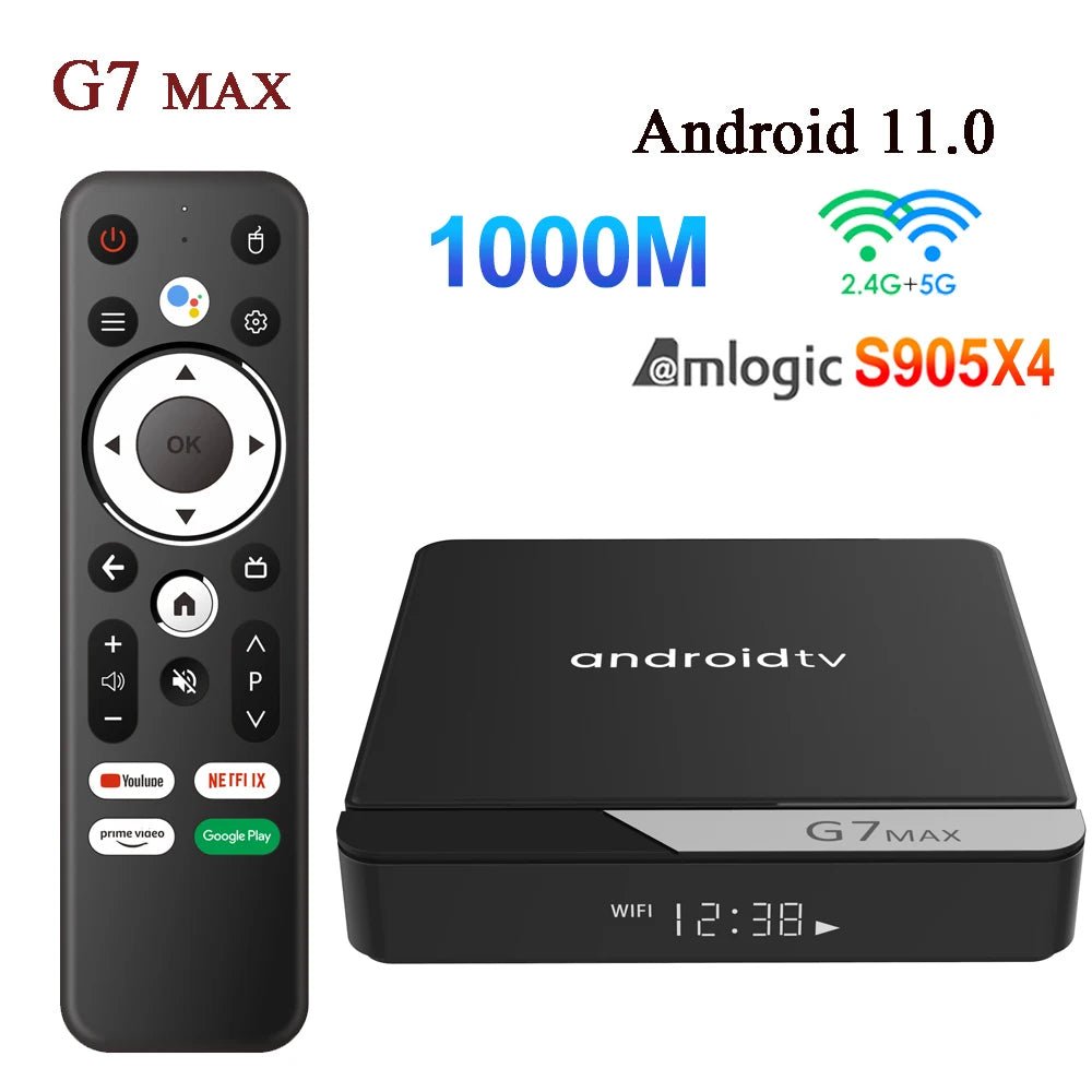 G7 Max Smart TV Box Android 11 S905X4 4GB 64GB 1000M AV1 4K HD 2.4Ghz/5Ghz Dual Wifi USB3.0 Set Top Box Media Player 4GB 32GB Allinoneshop-24