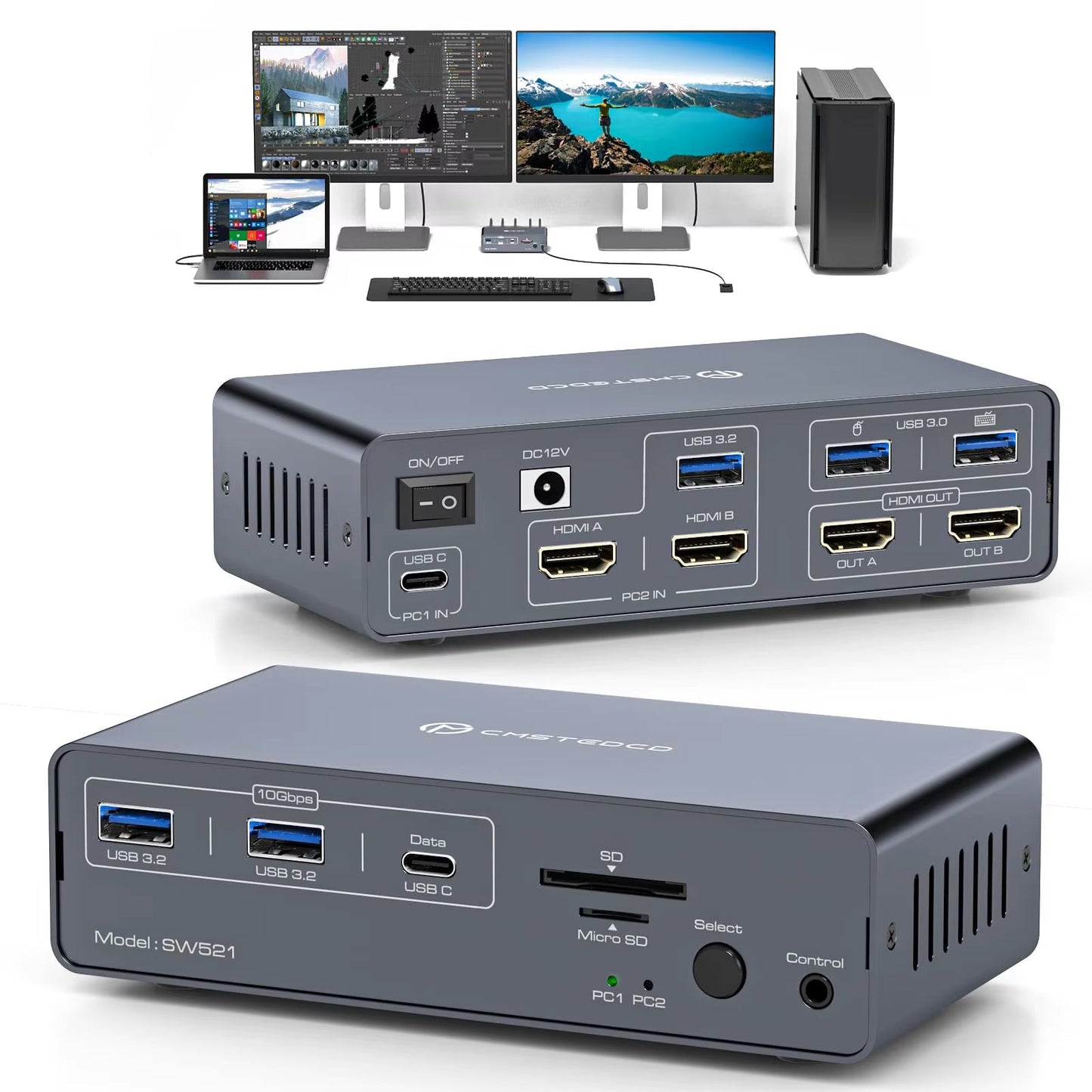 HDMI Displayport USB C Docking Station Dual Monitor for Laptop & Desktop (13-In-1) MST DP1.4 4K@120Hz+Hdmi2.0 4K@60Hz,10Gbp Data Allinoneshop-24