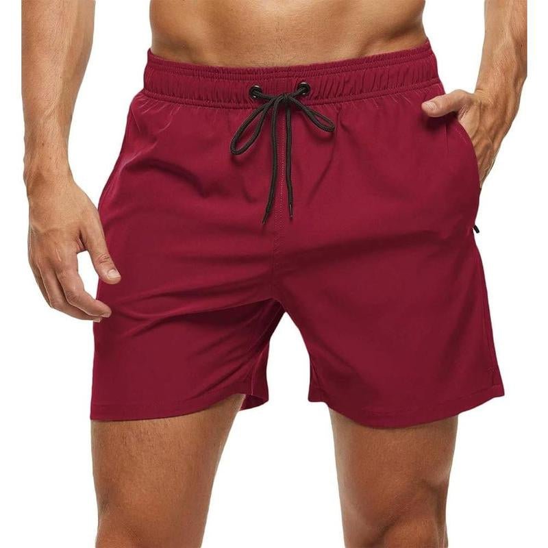 Jurunfeng Men'S Solid Swim Trunks Quick Dry Beach Shorts,Regular Fit Casual Fashion Comfy Shorts for Summer,With Zipper Pockets and Mesh Lining Activewear Allinoneshop-24