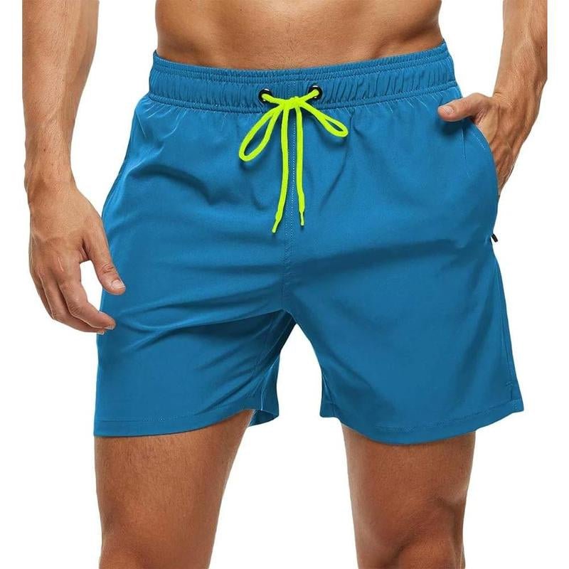 Jurunfeng Men'S Solid Swim Trunks Quick Dry Beach Shorts,Regular Fit Casual Fashion Comfy Shorts for Summer,With Zipper Pockets and Mesh Lining Activewear Allinoneshop-24